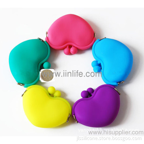 1x Peach Hearts Rubber Silicone Pouch Purse Coin Case Loewe Change Purse Bag New